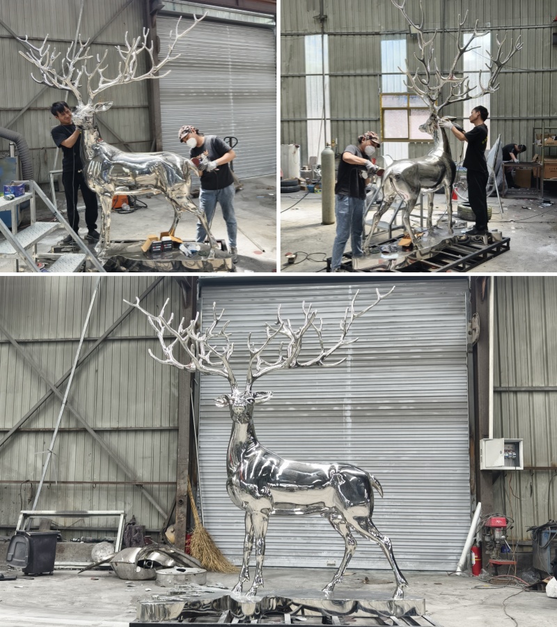 metal deer sculpture polishing process
