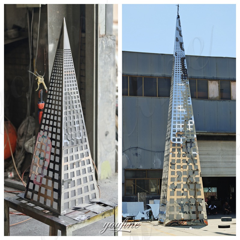 obelisk sculpture little model vs finihsed sculpture