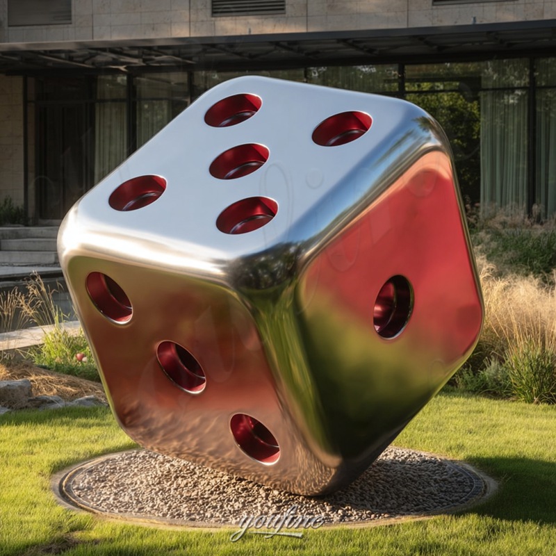 red dice sculpture