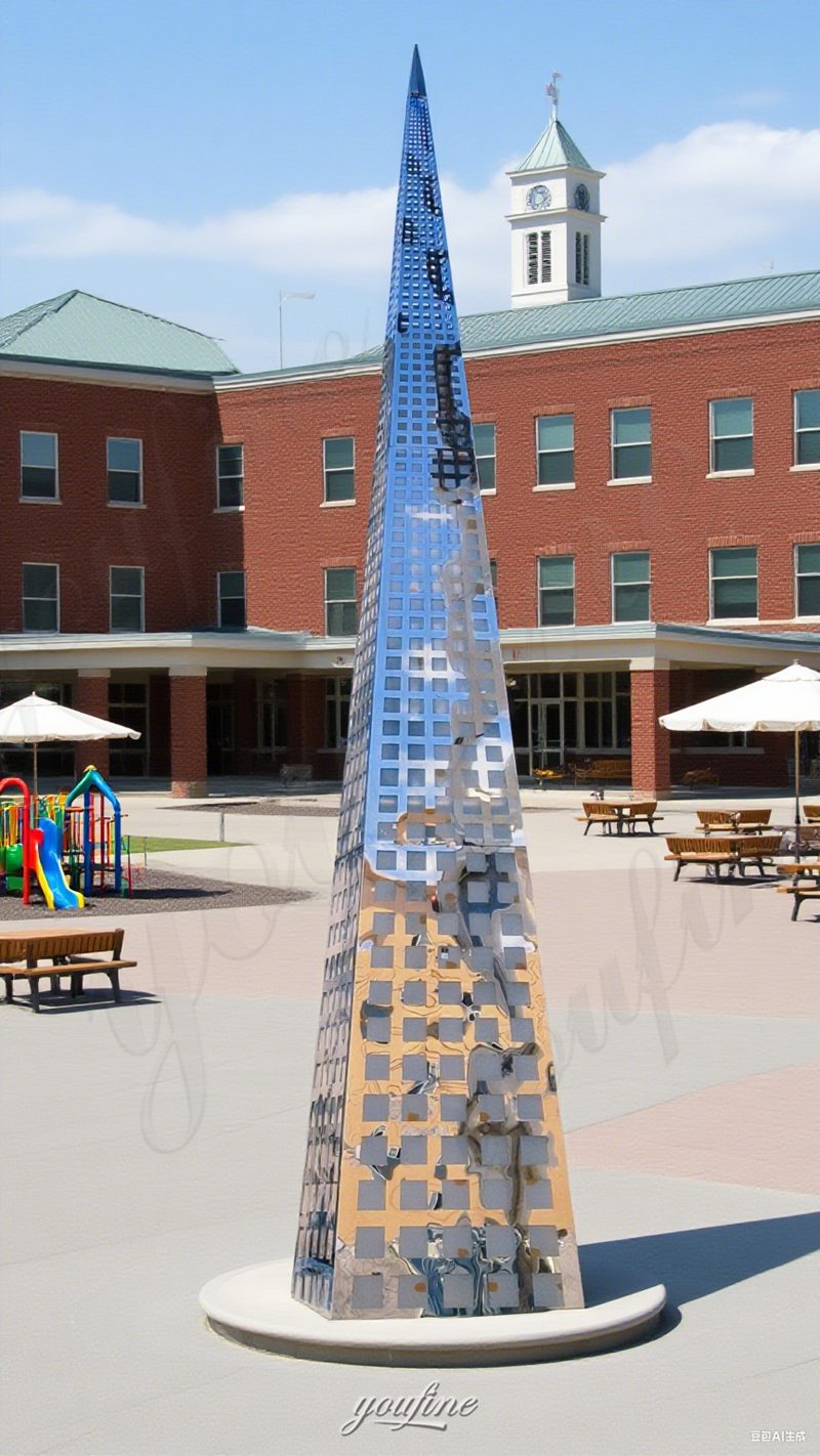 stainless steel obelisk sculpture