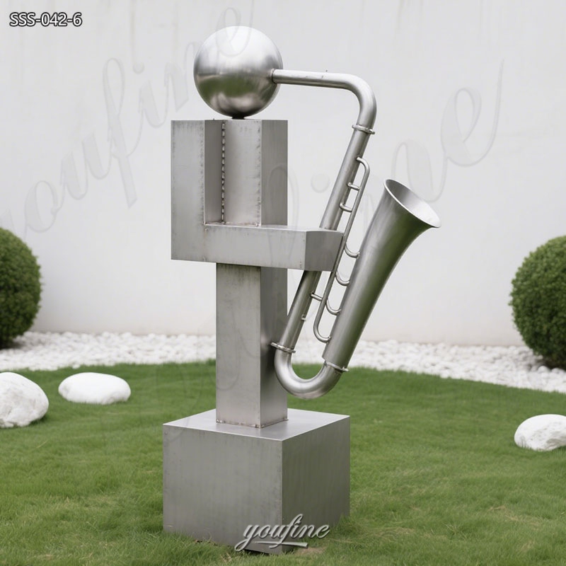 abstract musician sculpture with instrument