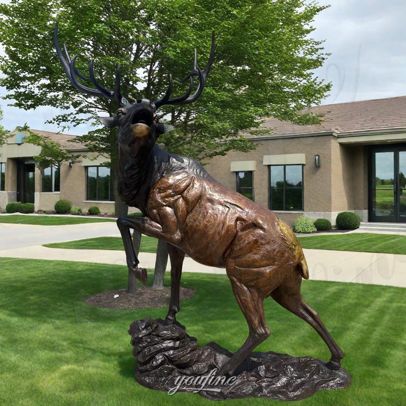 bronze large stag garden statue
