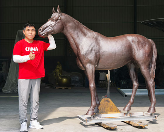 bronze standing horse sculpture