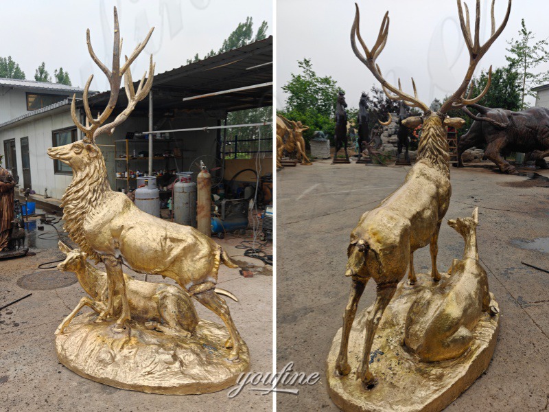 deer family statue after welding