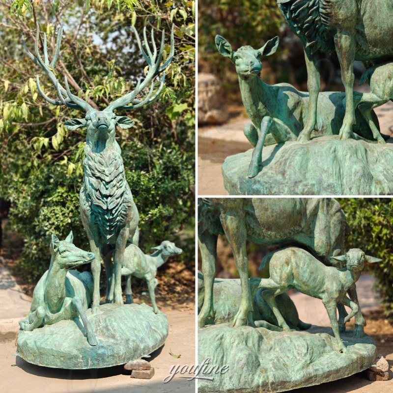 deer family statue details