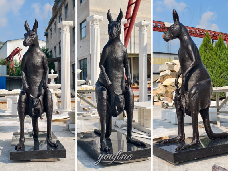 different angle of life size kangaroo statue