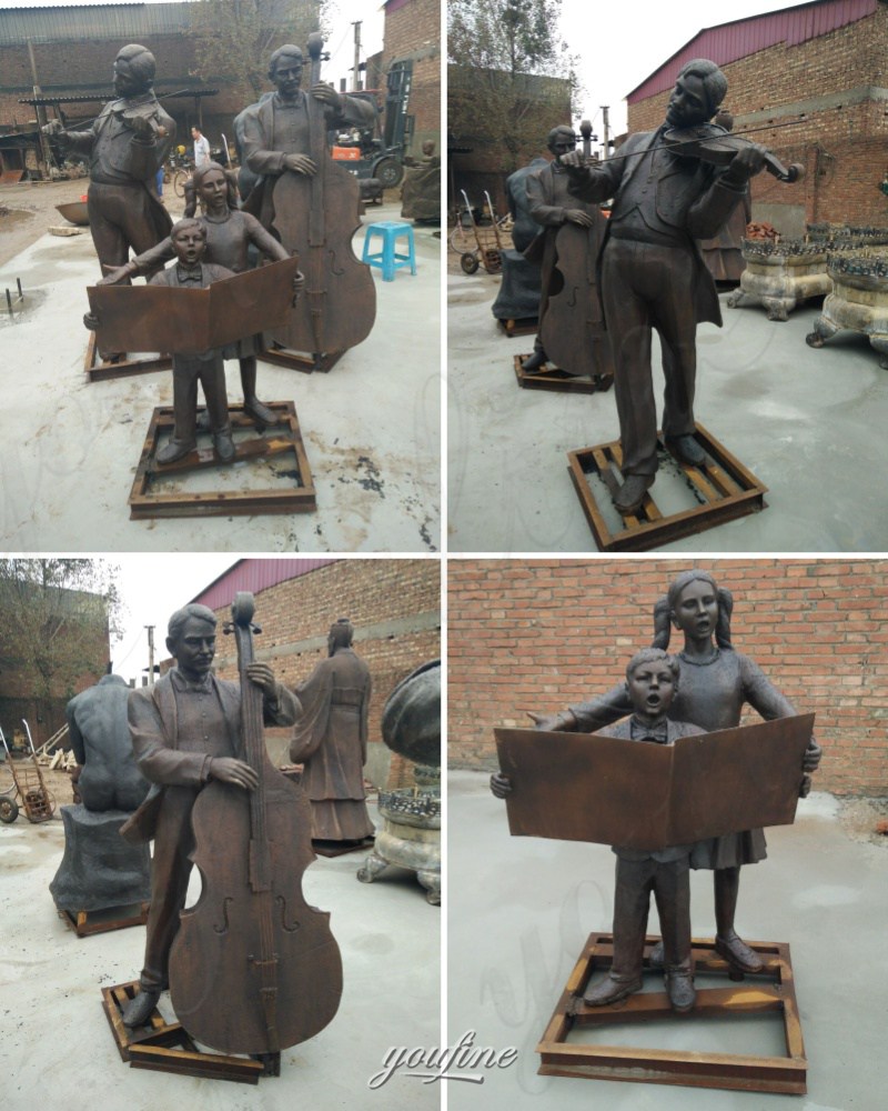 finished bronze sculpture musicians