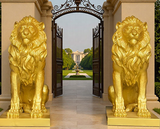 golden lion sculpture