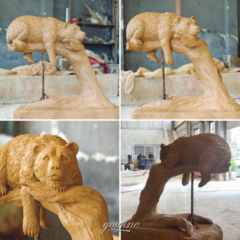 large bear garden statue clay model
