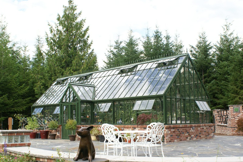 large victorian glass greenhouse
