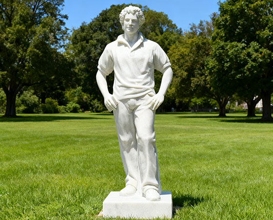 life size white Saint Carlo Acutis statue