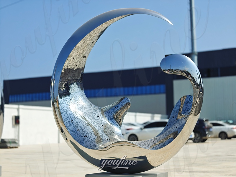 mirror steel water drop sculpture