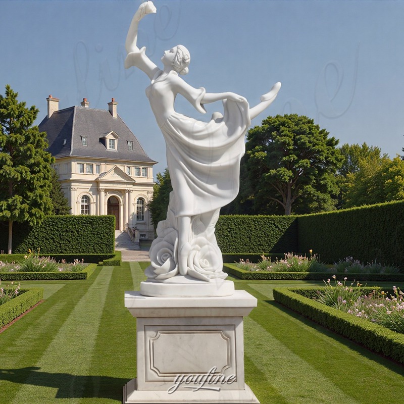 white marble dancing lady sculpture