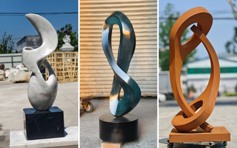 abstract sculptures in different material