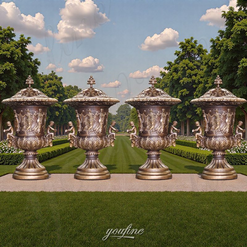 bronze planters outdoors