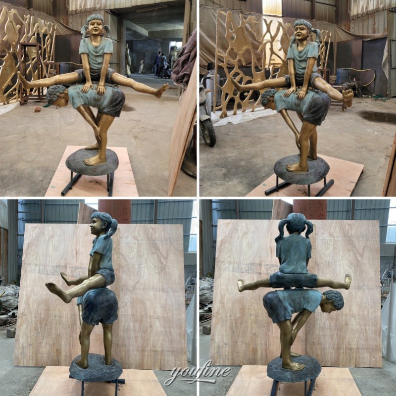 different angle of leapfrog statue