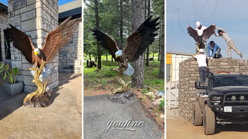 different feedback of large outdoor bald eagle statues