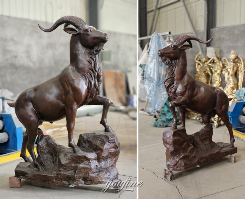 finished bronze goat sculpture