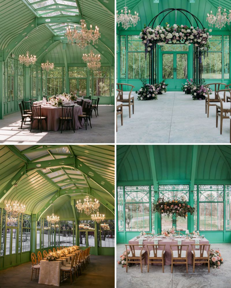 inner decor of large victorian greenhouse