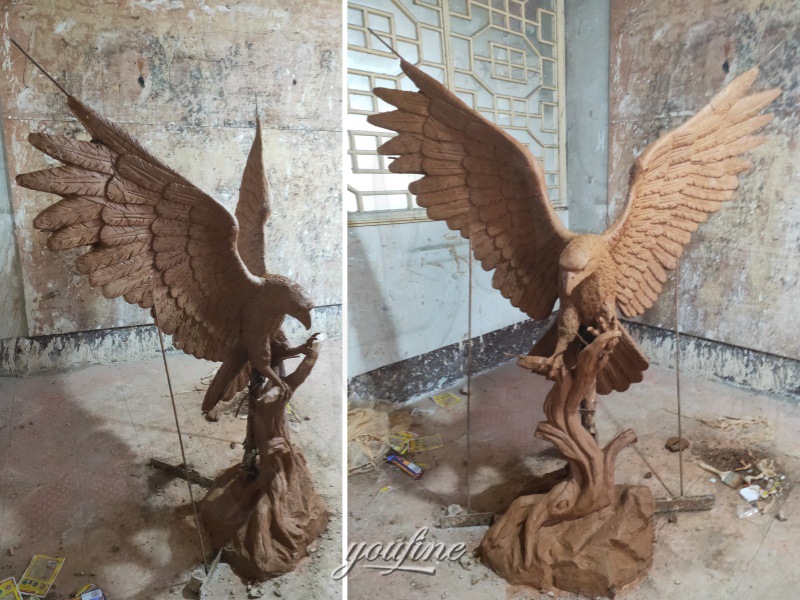 large outdoor bald eagle statue clay model