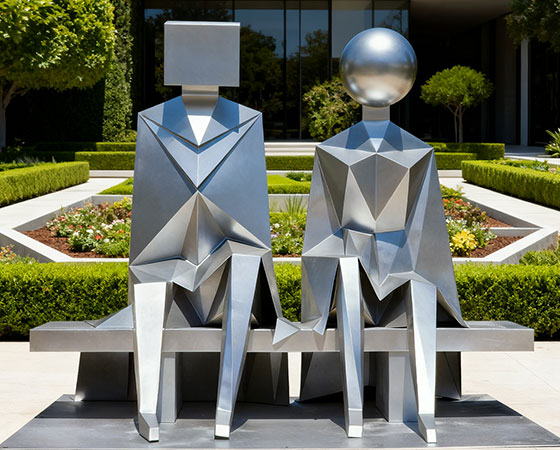 large Sitting Couple Sculpture