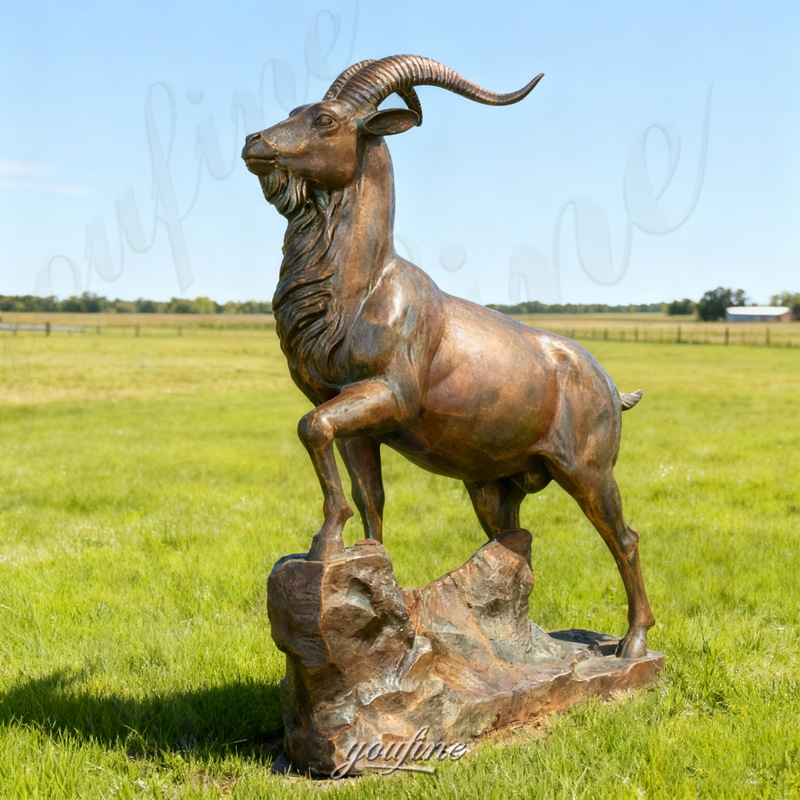 life size bronze goat sculpture