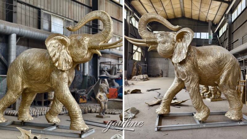 outdoor elephant garden sculpture after polishing
