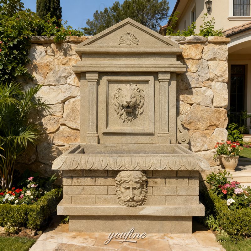 outdoor sandstone wall fountain