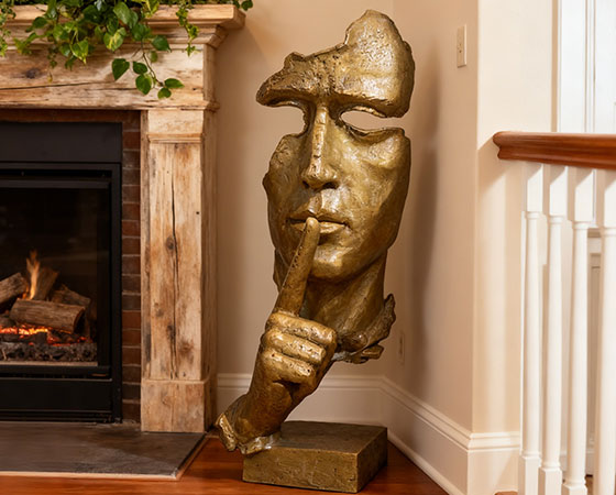 silence is golden statue for home