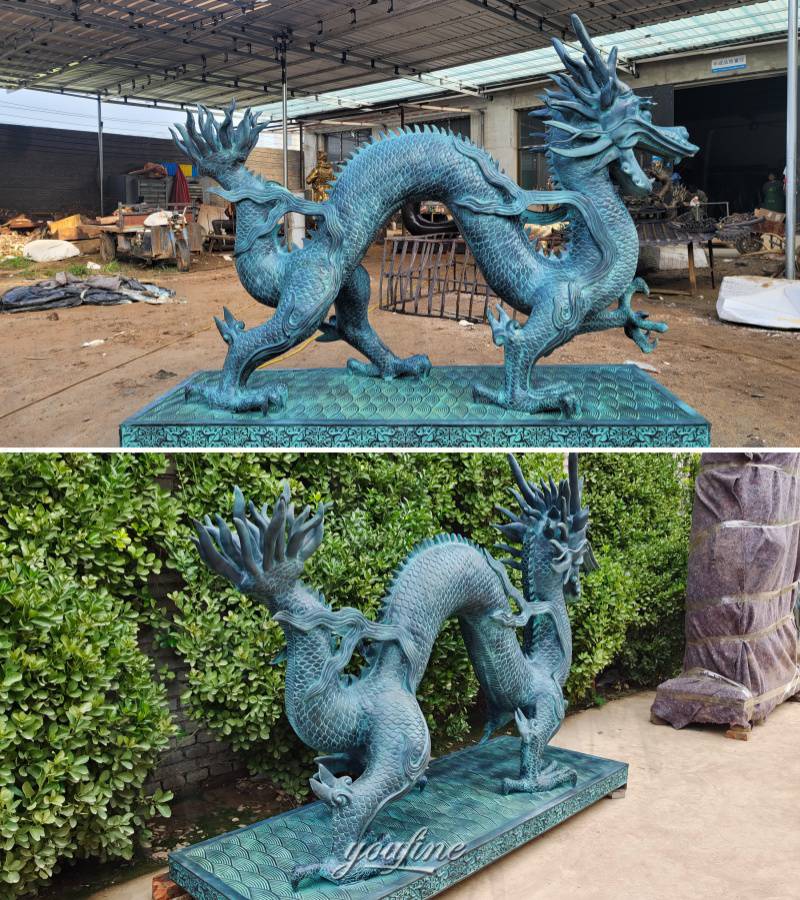 bronze Chinese dragon statue in factory