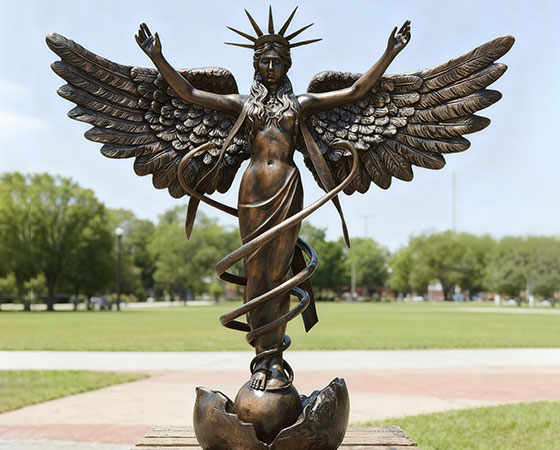 bronze Muir James Caduceus sculpture