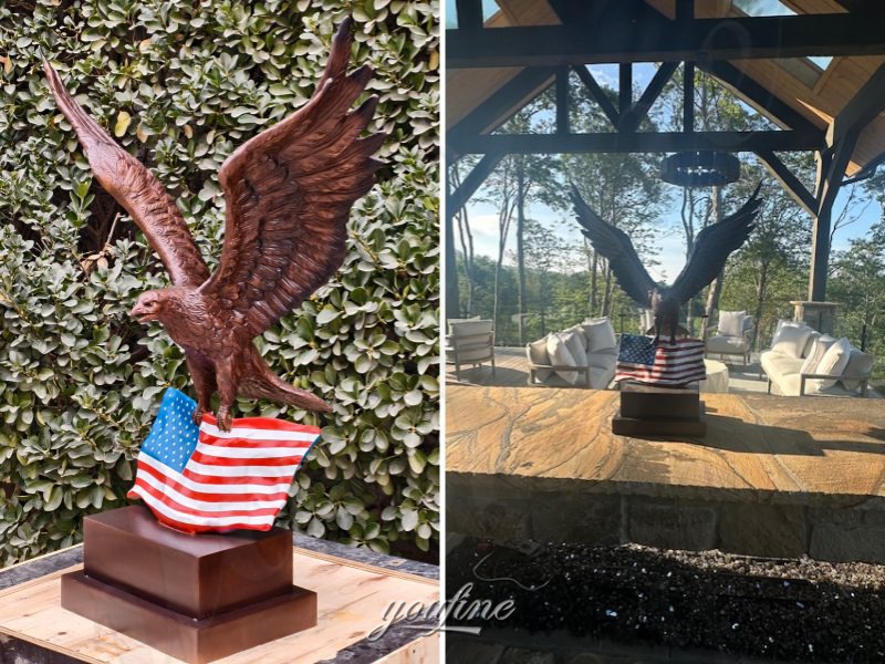 Eagle Statue with American Flag