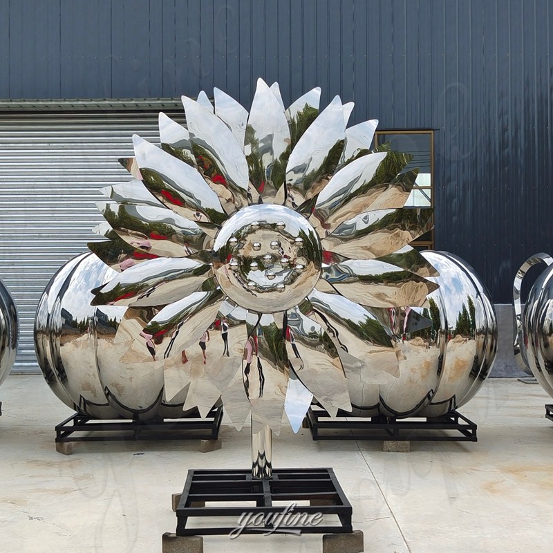 finished metal sunflower sculpture