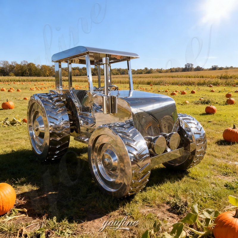 large metal tractor sculpture