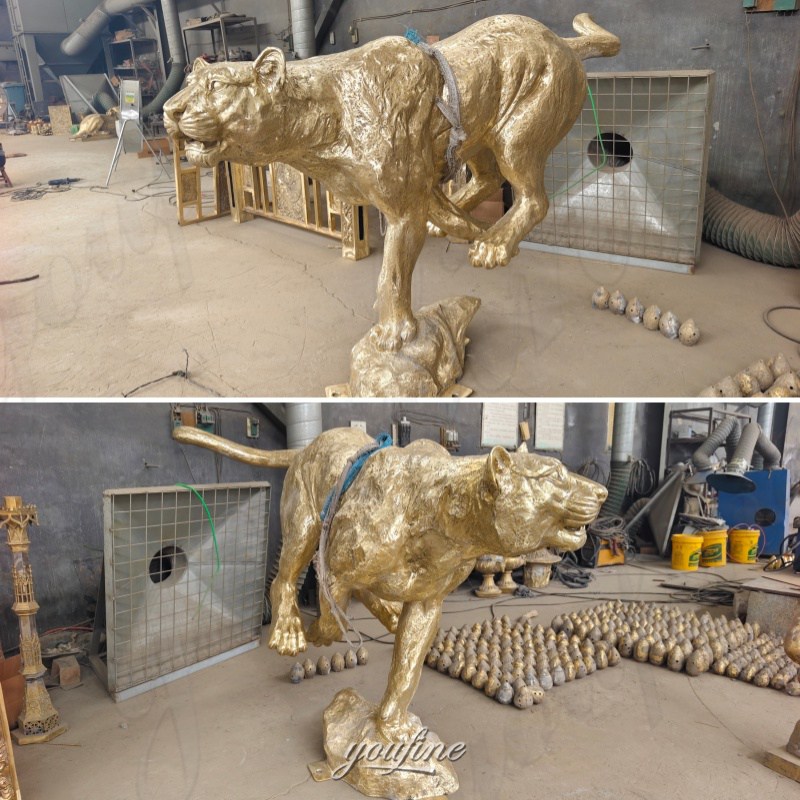 life size leopard statue after polishing