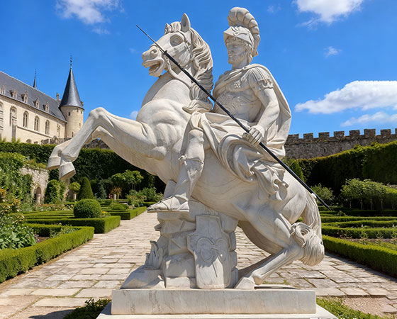 marble warrior on a horse sculpture
