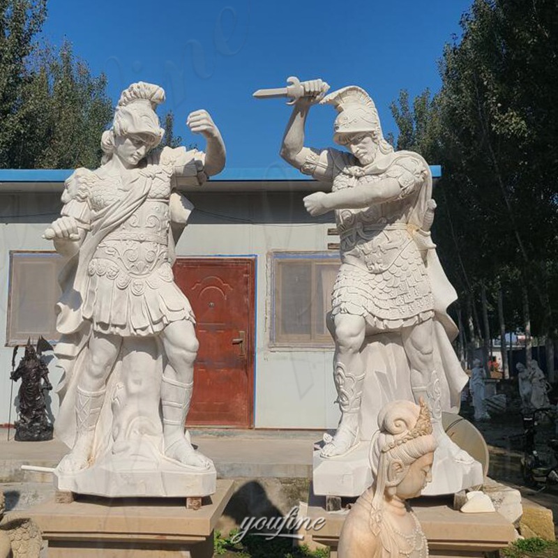 Matching warrior garden sculptures