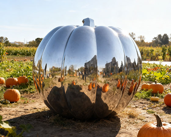 metal pumpkin sculpture