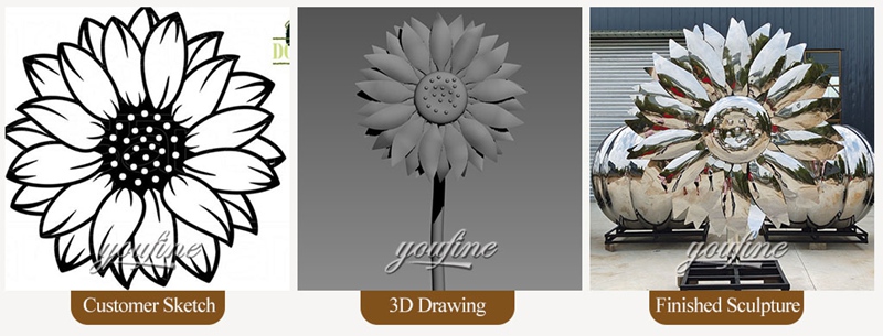 metal sunflower sculpture from design to finished