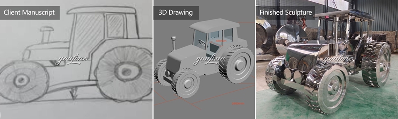 tractor sculpture from design to finished