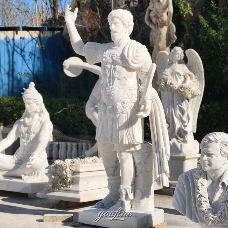 white roman warrior sculpture