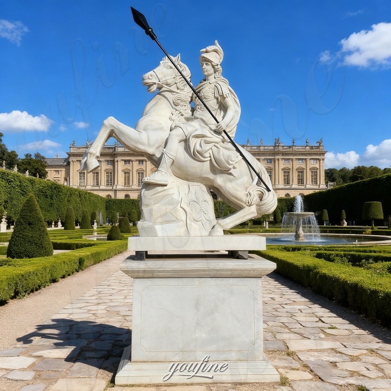 white warrior on a horse statue