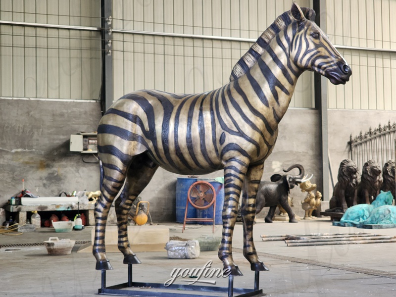 bronze life size zebra statue