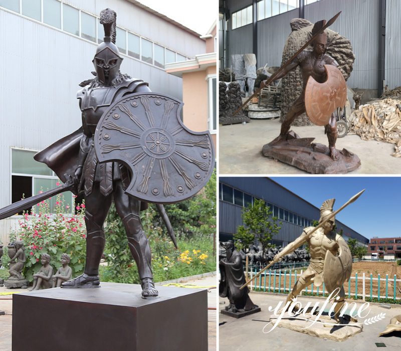 Finished Bronze Spartan Warrior Statues