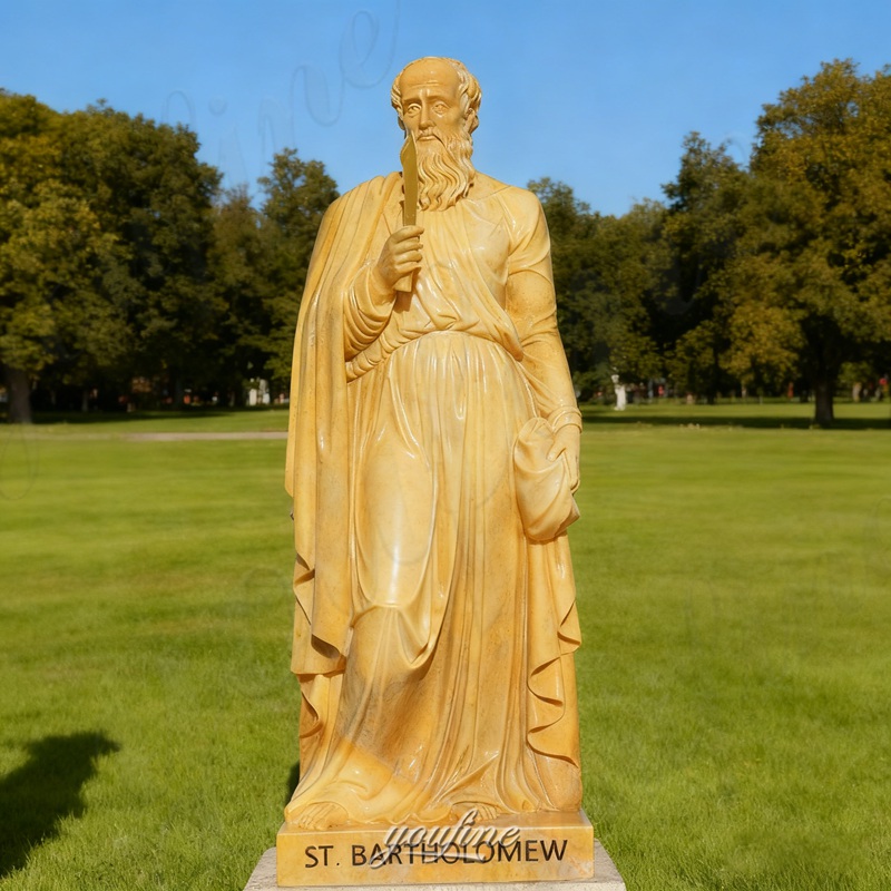 hand carved marble St Bartholomew statue