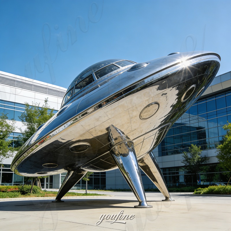 large metal UFO sculpture
