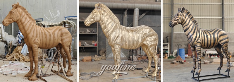 Life Size Zebra Statue Clay Model & Polishing & Finished