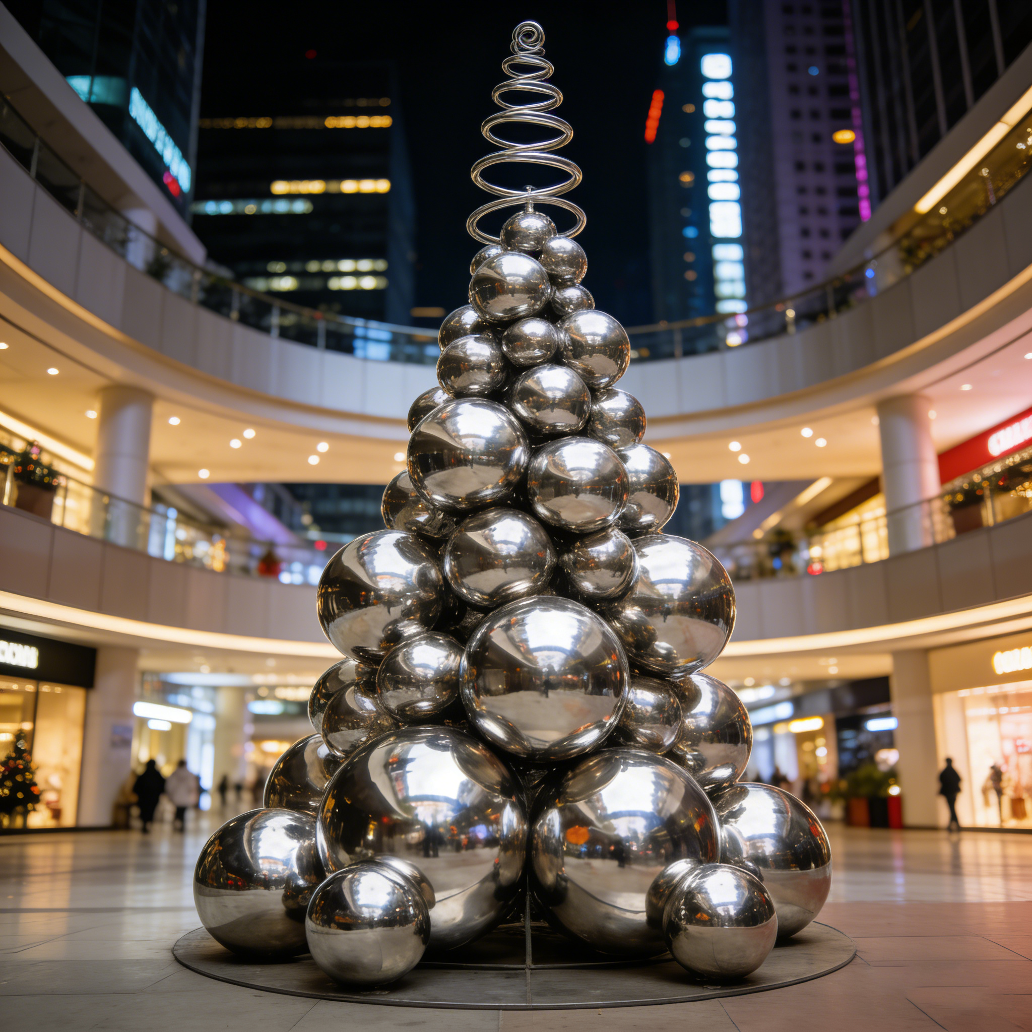 mirror christmas tree sculpture