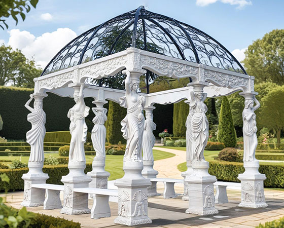 rectangular stone garden gazebo