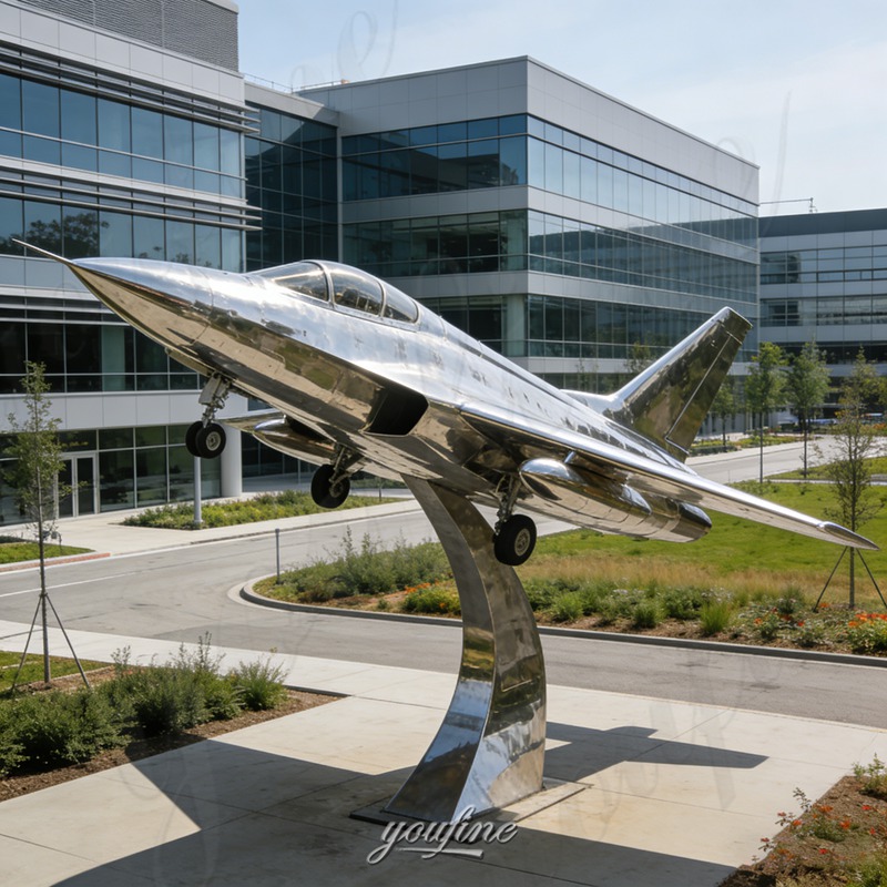 stainless steel aircraft sculpture